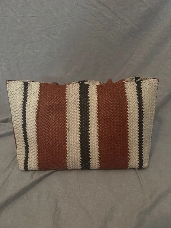 Madewell Woven Stripe Tote in Rust, Cream & Black - Picture 2 of 5